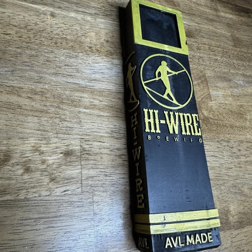 Hi-Wire Brewing Tap Handle AVL Made Draft Beer Bar Black Yellow Tall